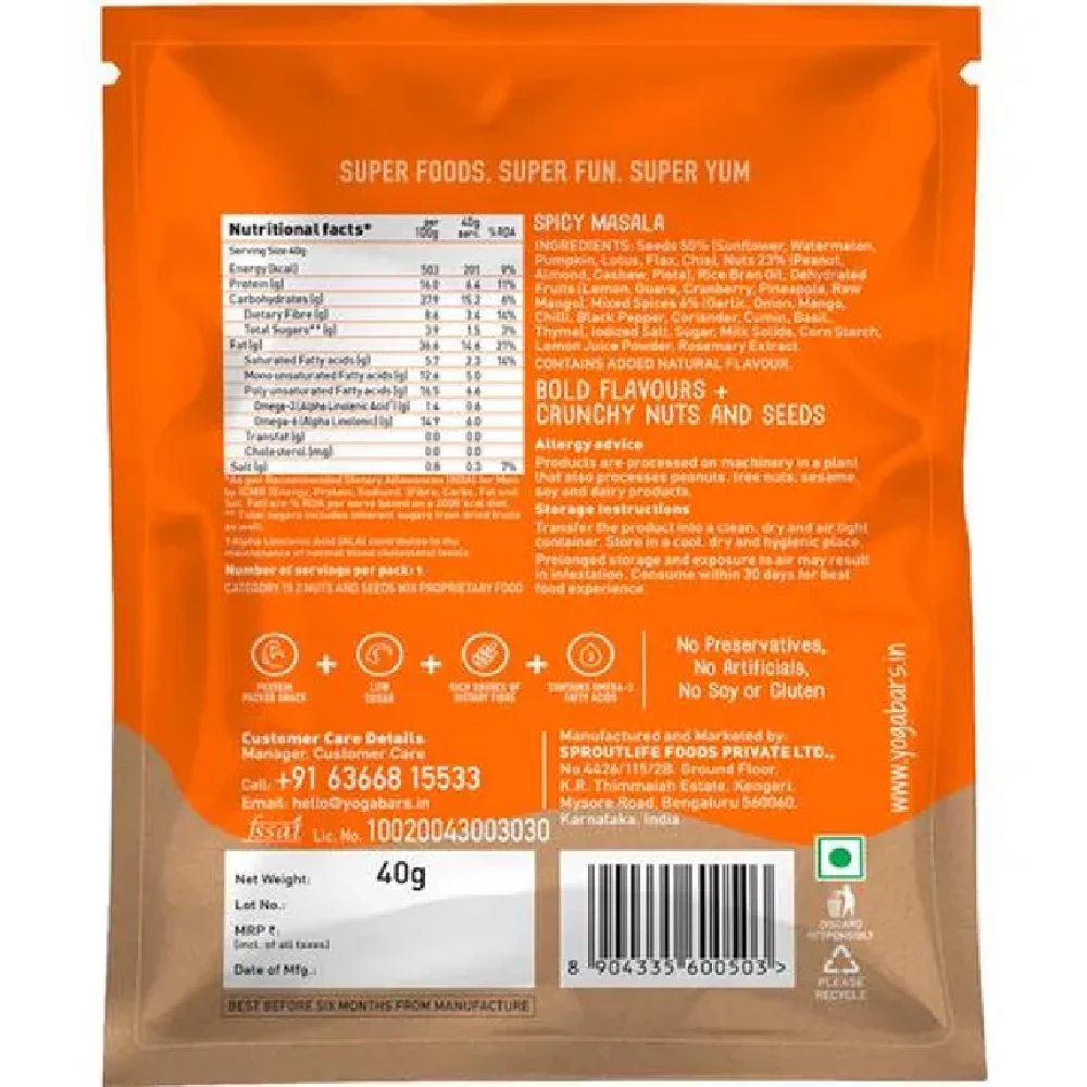 Yoga Bar Nuts & Seeds Trail Mix - Spicy Masala, 40g-2.webp